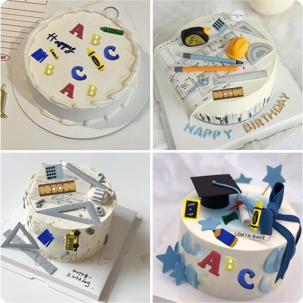 Back to School Silicone Molds Fondant Candy School Bus Book Scissor Drawing Pen - Picture 6 of 9